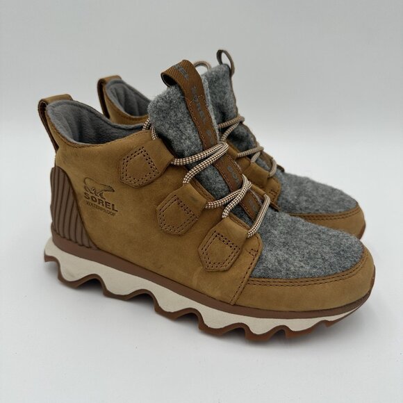 Sorel Women's Kinetic Caribou Waterproof Boots Camel Brown Size 6 Lace Up - Picture 1 of 9
